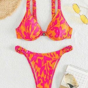 Vibrant Pink and Orange Bikini Set